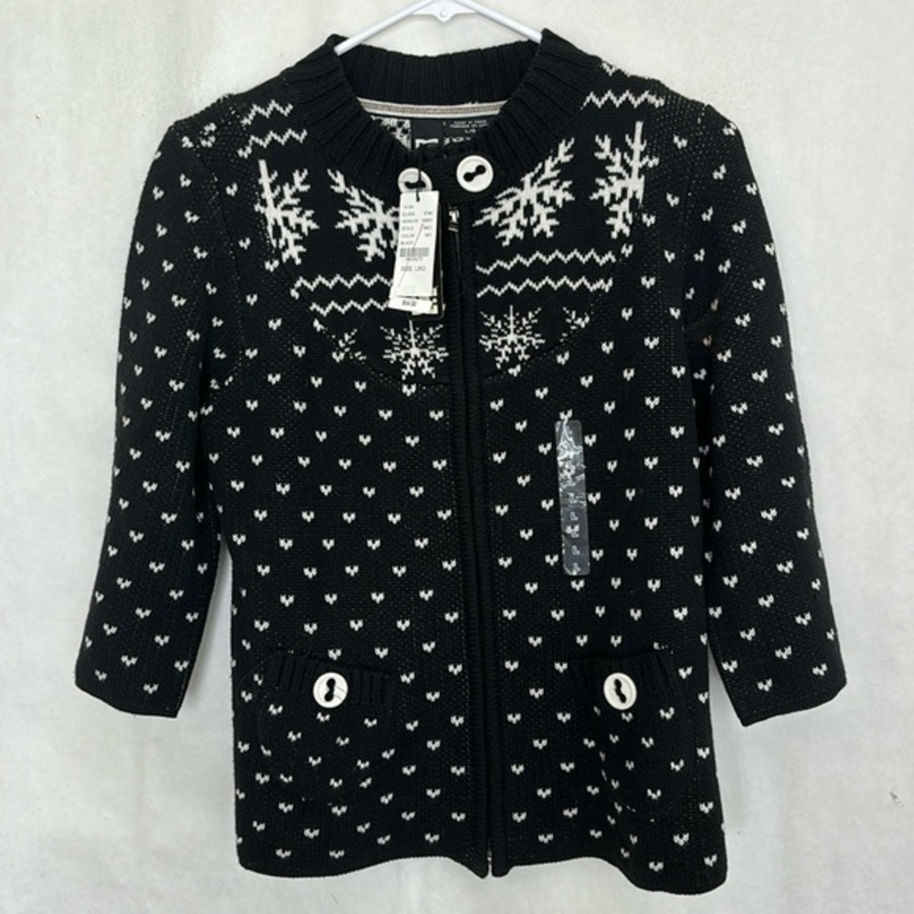 Dc women’s large black and white full zip cardigan sweater 125